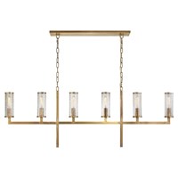 Liaison Large Linear Chandelier with Crackle Glass