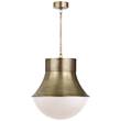 Visual Comfort Precision Large White Glass Pendant in Antique-Burnished Brass