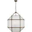 Visual Comfort Morris Large Frosted Glass Lantern in Antique Zinc