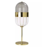 Pill Table Lamp Gold Metal Cage