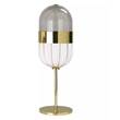 Mm Lampadari Pill Table Lamp with Gold Metal Cage in Fume Glass
