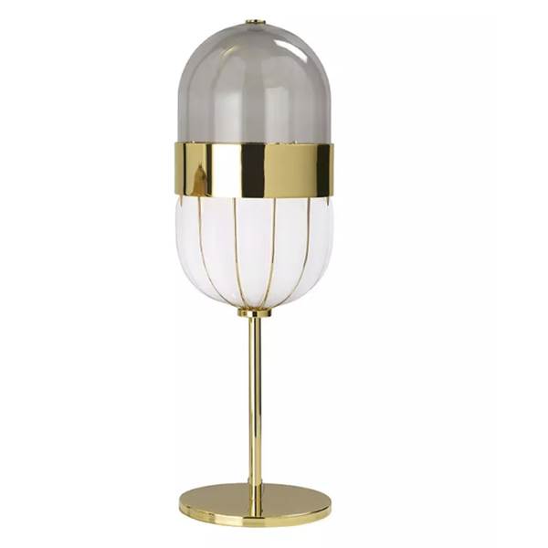 Mm Lampadari Pill Table Lamp with Gold Metal Cage