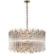 Visual Comfort Adele Large Wide Drum Pendant with Clear Acrylic in Hand-Rubbed Antique Brass 