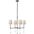 Visual Comfort Camille Small Four-Light Chandelier with Natural Paper Shade in Bronze