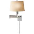 Visual Comfort Chunky Swing Arm Wall Light with Linen Shade in Polished Nickel