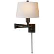 Visual Comfort Chunky Swing Arm Wall Light with Natural Paper Shade in Bronze