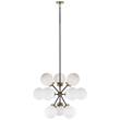 Visual Comfort Bistro Small Round Pendant Polished Nickel in Antique Brass & White Glass