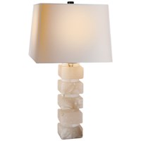 Chunky Square Stacked Table Lamp Alabaster Natural Paper Shade