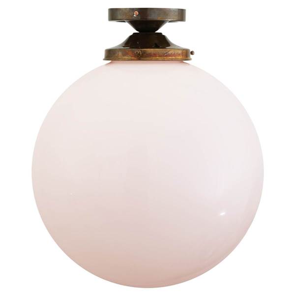 Mullan Lighting Yerevan 30cm Opal Glass Semi-Flush Ceiling Light with 30cm Globe Ceiling Light Fitting