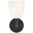 Visual Comfort Wilton Single Bathroom Wall Light with White Glass Shade in Bronze