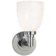 Visual Comfort Wilton Single Bathroom Wall Light with White Glass Shade in Chrome