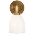 Visual Comfort Wilton Single Bathroom Wall Light with White Glass Shade in Hand-Rubbed Antique Brass