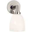Visual Comfort Wilton Single Bathroom Wall Light with White Glass Shade in Polished Nickel