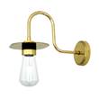 Mullan Lighting Kai Clear Glass Swan Neck Wall Light IP65 in Polished Brass