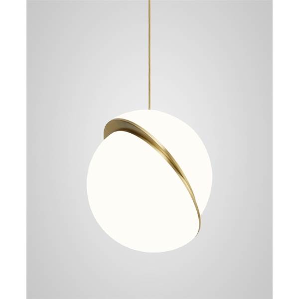 Lee Broom Crescent Single Pendant Brushed Brass with Opal Acrylic