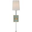 Visual Comfort Lucia Medium Tail Crystal Wall Light with Linen Shade in Celadon