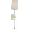 Visual Comfort Lucia Medium Tail Crystal Wall Light with Linen Shade in White