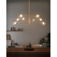 Atom 8-Light Metal Chandelier Brass