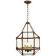 Visual Comfort Morris Small Clear Glass Pendant Lantern in Gilded Iron