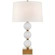 Visual Comfort Sazerac Large Table Lamp with Linen Shade in White Glass