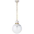 Visual Comfort Lucia Medium Pendant with Clear Glass in White & Gild