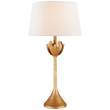Visual Comfort Alberto Large Table Lamp with Linen Shade in Antique Gold Leaf