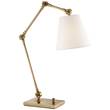 Visual Comfort Graves Task Lamp with Linen Shade in Hand-Rubbed Antique Brass