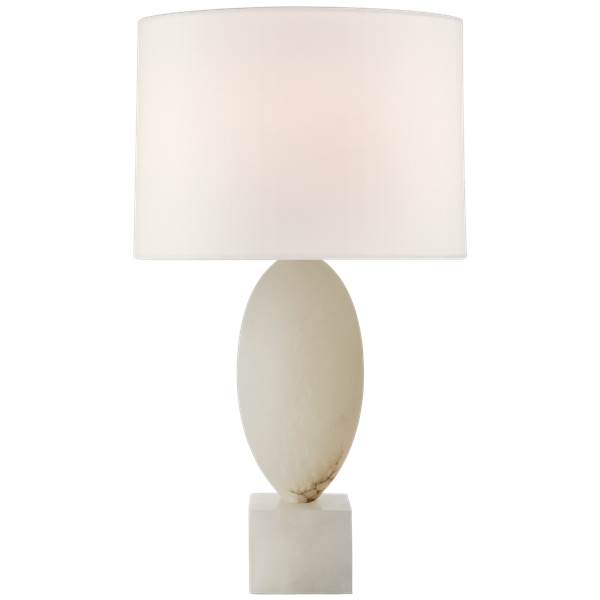 Visual Comfort Versa Large Table Lamp Alabaster with Linen Shade