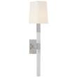 Visual Comfort Reagan Medium Tail Sconce with Linen Shade in Polished Nickel