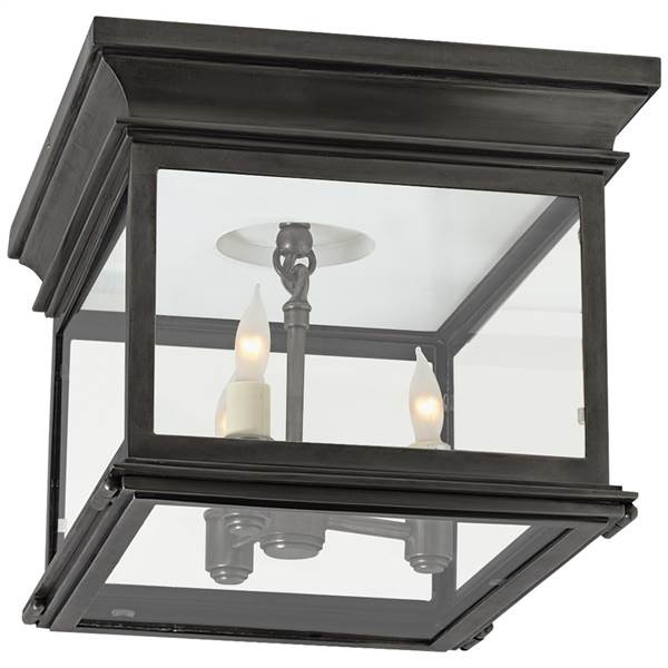 Visual Comfort Club Small Square Flush Mount with Clear Glass