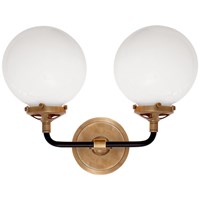 Bistro Double Light Curved Sconce White Glass