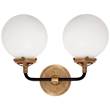 Visual Comfort Bistro Double Light Curved Sconce with White Glass