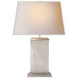 Visual Comfort Crescent Table Lamp with Natural Paper Shade in Quartz & Antique Silver