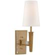 Visual Comfort Lyra Small Wall Light with Linen Shade in Hand-Rubbed Antique Brass