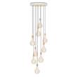 Tala Nine Pendant with Voronoi II Bulbs in Brass/White & Brass Canopy