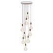 Tala Nine Pendant with Voronoi II Bulbs in Walnut Knuckle/White & Walnut Canopy