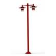 Roger Pradier Kent Large Double Arm Lamp Post with Prism Glass Difuser in Tomato Red