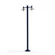 Roger Pradier Montana Model 4 Double Arm Clear Glass & Copper Shade Lamp Post with Cast Aluminium Pole in Steel Blue