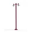 Roger Pradier Montana Model 4 Double Arm Clear Glass & Copper Shade Lamp Post with Cast Aluminium Pole in Wine Red