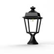 Roger Pradier Place des Vosges 1 Evolution Small Clear Glass Pedestal with Four-Sided Lantern in Jet Black