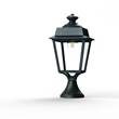 Roger Pradier Place des Vosges 1 Evolution Small Clear Glass Pedestal with Four-Sided Lantern in Green Patina