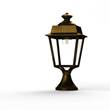 Roger Pradier Place des Vosges 1 Evolution Small Clear Glass Pedestal with Four-Sided Lantern in Gold Patina
