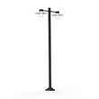 Roger Pradier Aubanne Large Double Arm Frosted Glass Lamp Post with Opal Polycarbonate Reflector in Dark Grey