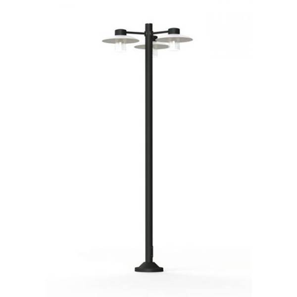 Roger Pradier Aubanne Large Three-Arm Frosted Glass Lamp Post with Opal Polycarbonate Reflector