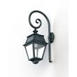 Roger Pradier Avenue 2 Clear Glass Swan Neck Wall Bracket with Four-Sided Lantern in Green Patina