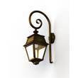Roger Pradier Avenue 2 Clear Glass Swan Neck Wall Bracket with Four-Sided Lantern in Gold Patina