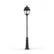 Roger Pradier Avenue 2 Large Clear Glass Lamp Post with Minimalist lines style lantern in Green Patina