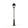 Roger Pradier Avenue 2 Large Clear Glass Lamp Post with Minimalist lines style lantern in Gold Patina