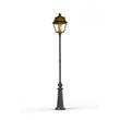Roger Pradier Avenue 2 Large Clear Glass Lamp Post with Minimalist lines style lantern in Brass