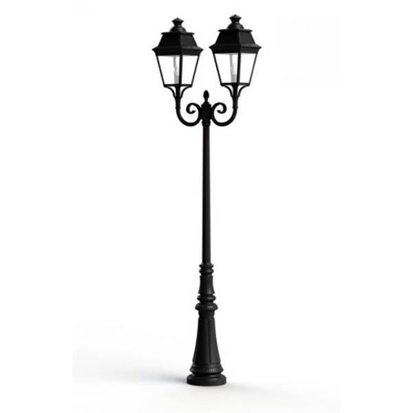 Roger Pradier Avenue 3 Large Double Arm Clear Glass Lamp Post with Minimalist lines style lantern